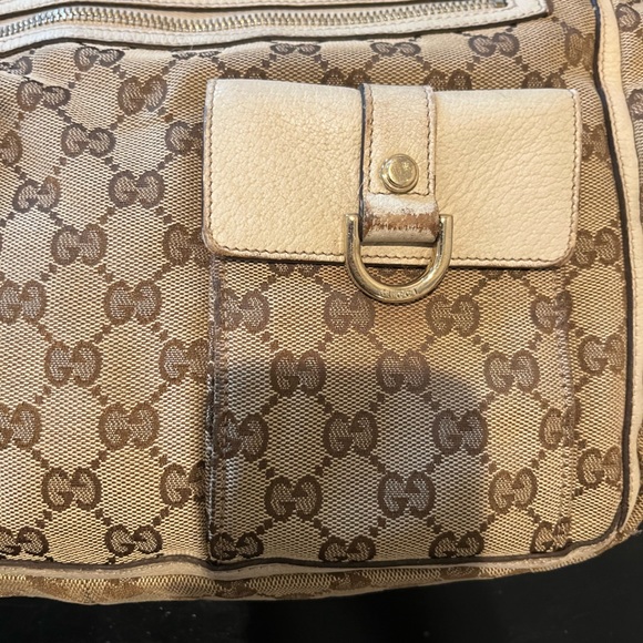 Gucci Brown Brooklyn Gg Canvas Hobo Buckle Shoulder Bag Y2k Gold Cream Monogram - Picture 4 of 13